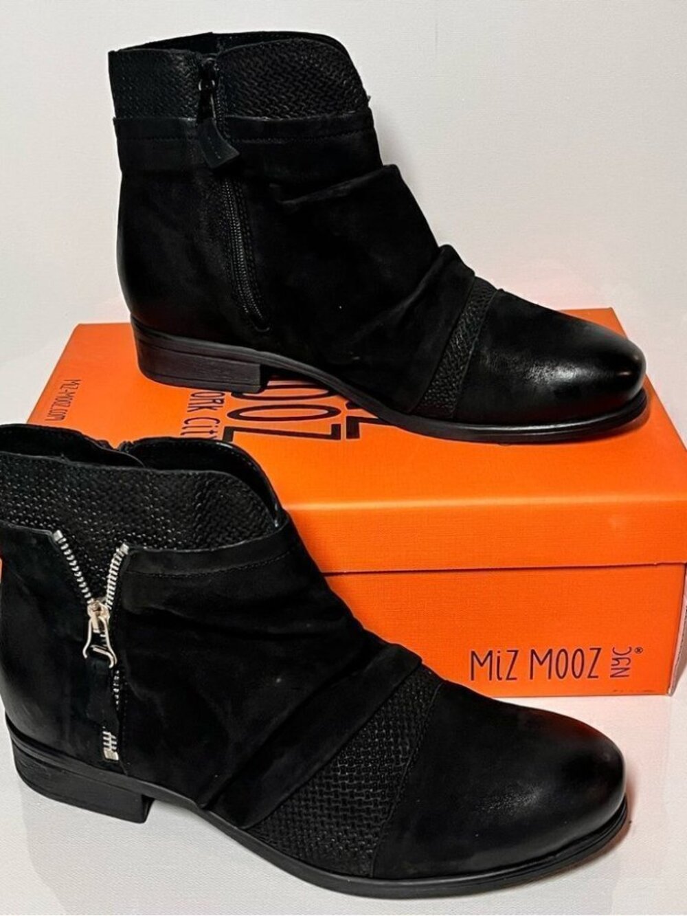 Miz Mooz Sunny Wide Width Leather Zippered Ankle Boots